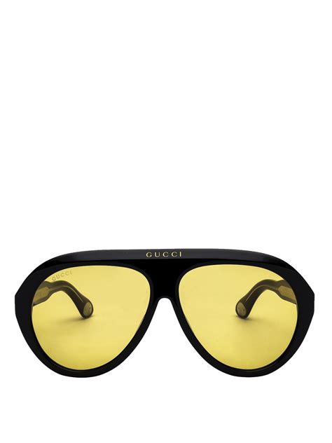 gucci yellow lens sunglasses women's|Gucci yellow frame sunglasses.